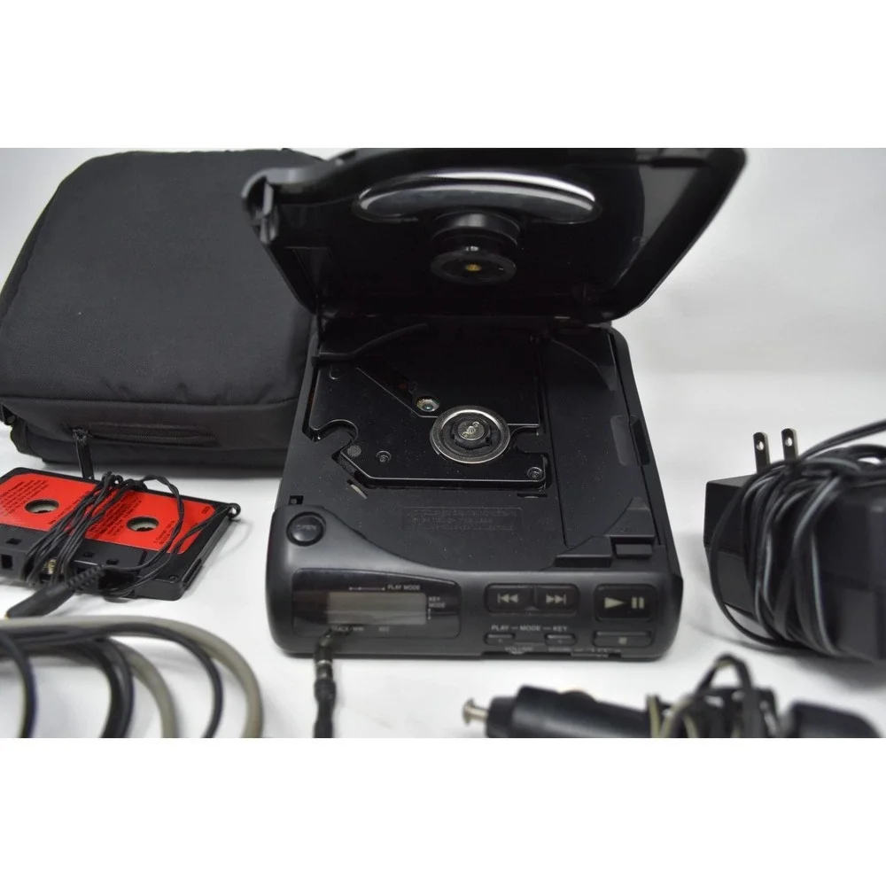 Vintage Sony D-180K Car Discman Portable CD Player Complete Kit Case Adapter